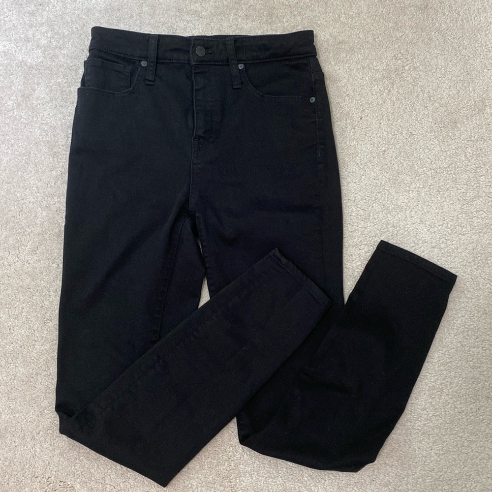 Madewell Black Jeans Curvy High Rise Skinny 28 Tall length